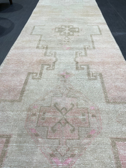 Antique Runner Rug, Persian2.8 x 12.7 Runner Rug, Wool Oushak Runner Rug, Long Turkish Runner Rug, Kitchen Runner Rug, Hallway Runner
