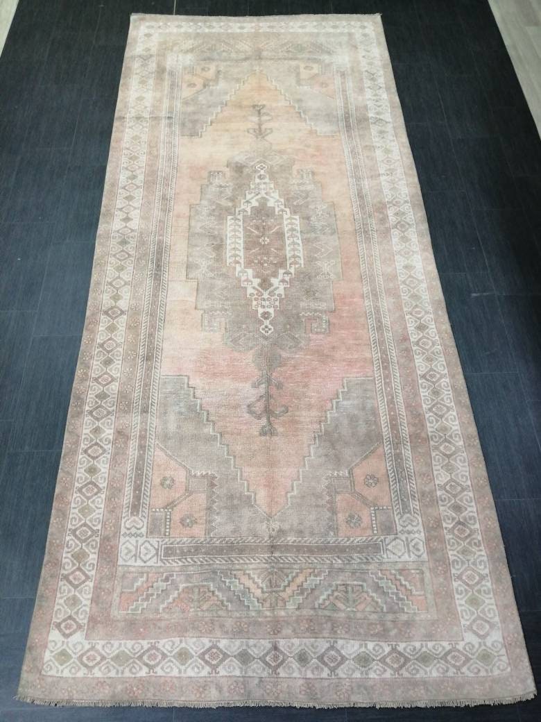 Turkish Runner Rug 4.9 x 11.7 Muted Vintage Runner Persian Hallway Runner Rug Kitchen Runner Rug Oriental Distressed Runner Muted  RUNNER