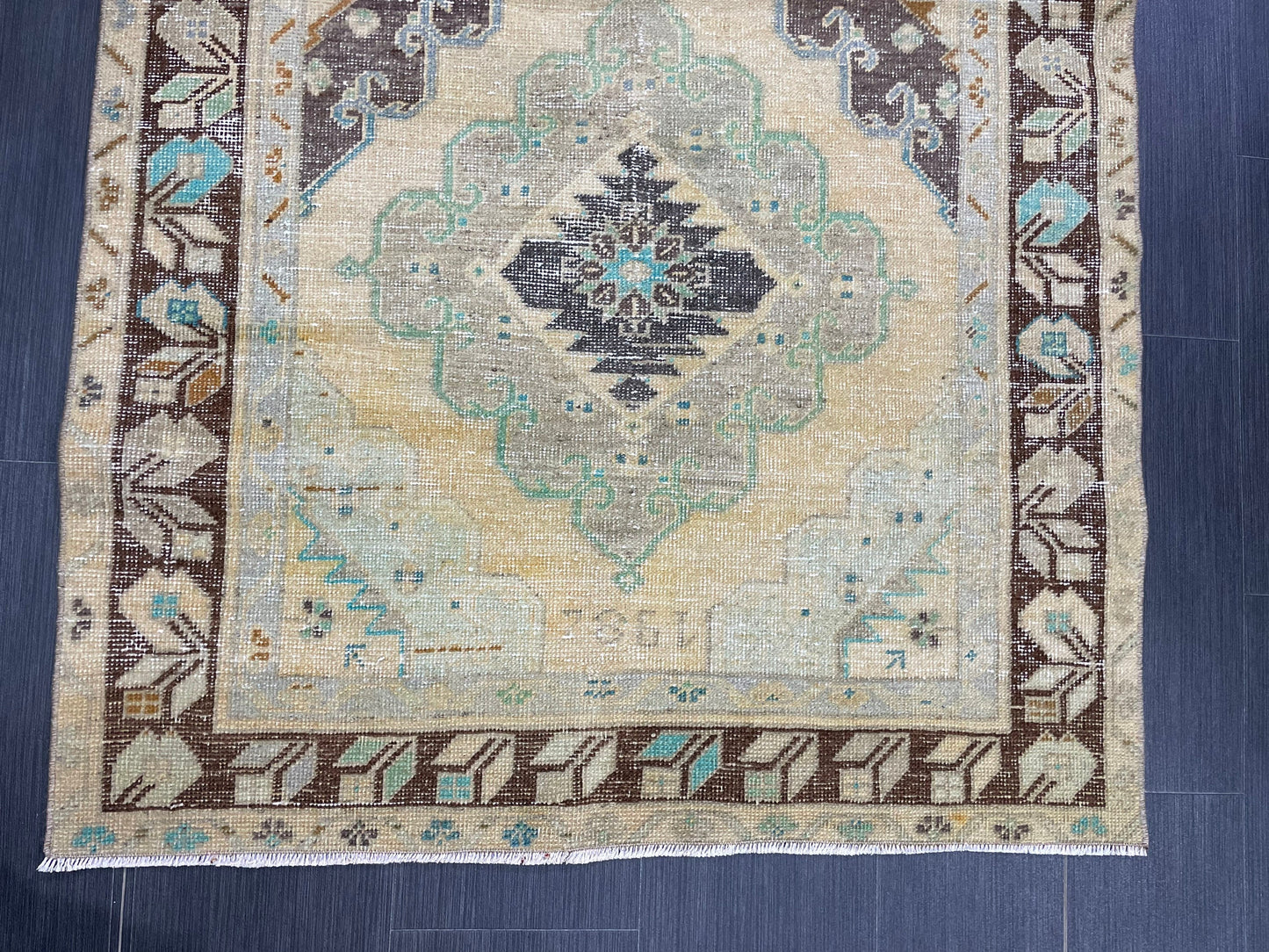 Muted Turkish 3.7 x 6.6 Rug Handmade Rug, Rustic Rug Hand Knotted Rug, Rug Runner, Turkish Rug, Farmhouse Rug, Vintage Rug, Wool rug