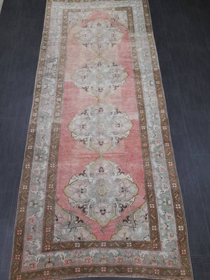 Vintage Runner 4.7 x 11 Rug Turkish Runner Rug Handmade Runner Rug Staircase Runner Kitchen Runner Rug Wool Runner Rug Wool Oriental Runner