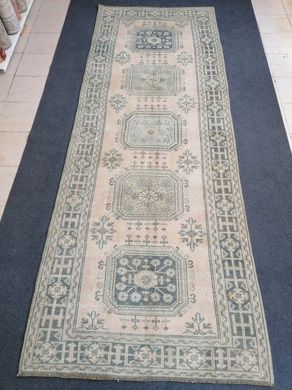 11'3x4'3 turkish runner rug,runner rug,vintage oushak runner rug,kitchen runner rug,hallway runner rug,vintage runner rug,oushak runner rug