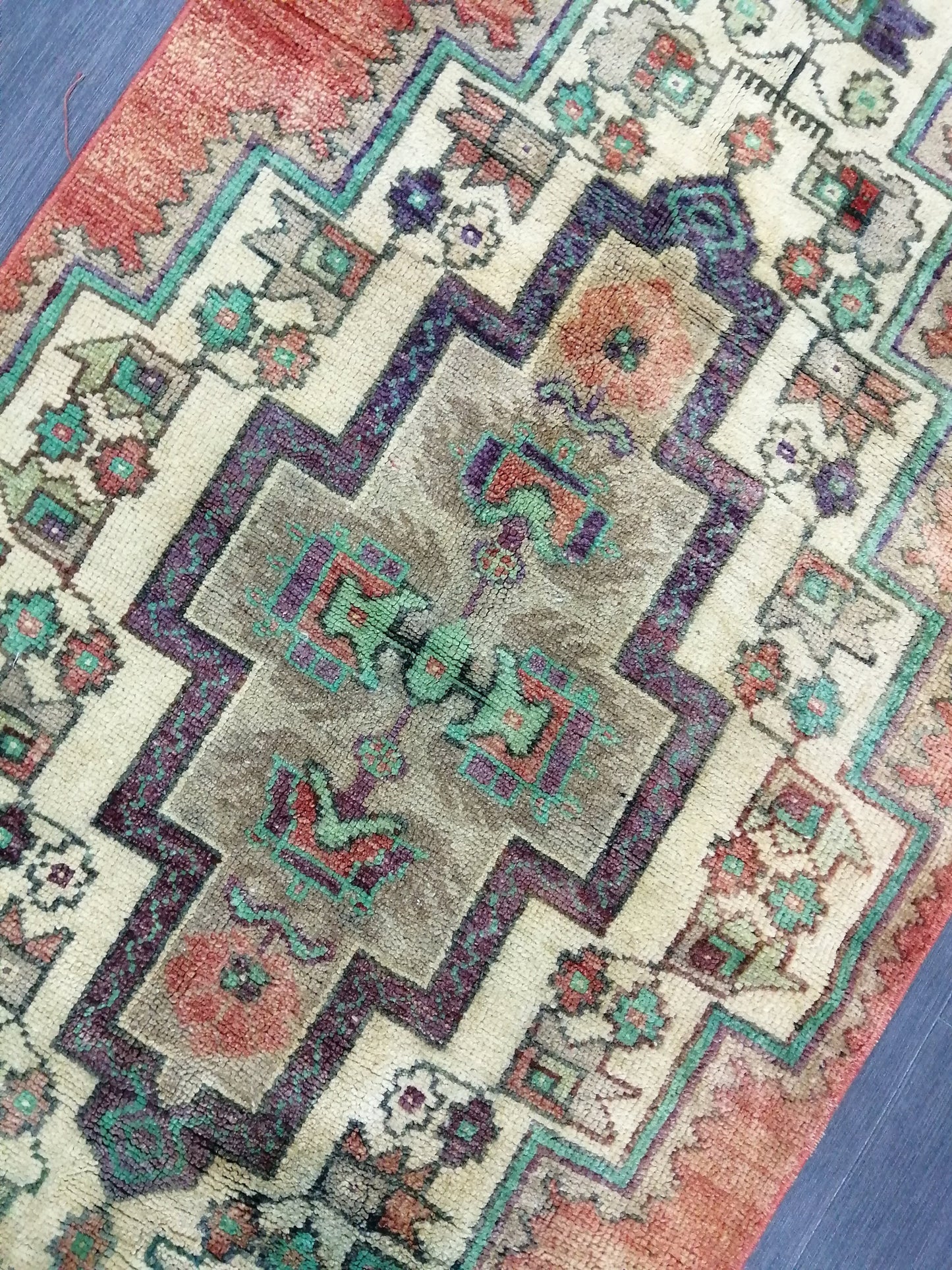 9.4 x 2.4 Oushak Runner Rug Turkish Runner Rug Vintage Runner Rug Hallway Runner Rug Kitchen Runner Rug Wool Runner Rug Wool Oushak Rug