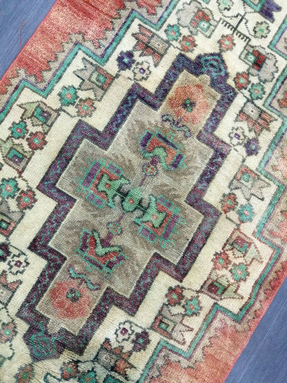 9.4 x 2.4 Oushak Runner Rug Turkish Runner Rug Vintage Runner Rug Hallway Runner Rug Kitchen Runner Rug Wool Runner Rug Wool Oushak Rug