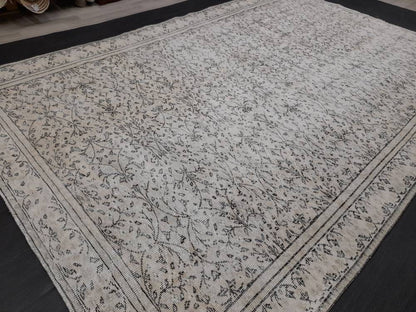 MUTED Large Vintage RUG 7.7 x 11.6 TURKISH Oushak Rug Vintage Oriental Rug Antique 8x12 Persian Hand Made Rug Distressed Turkish Rug