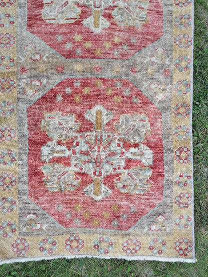 2x8'8 runner rug, oushak turkish runner rug, vintage turkish runner rug, oushak vintage runner rug, vintage rug, kitchen runner rug