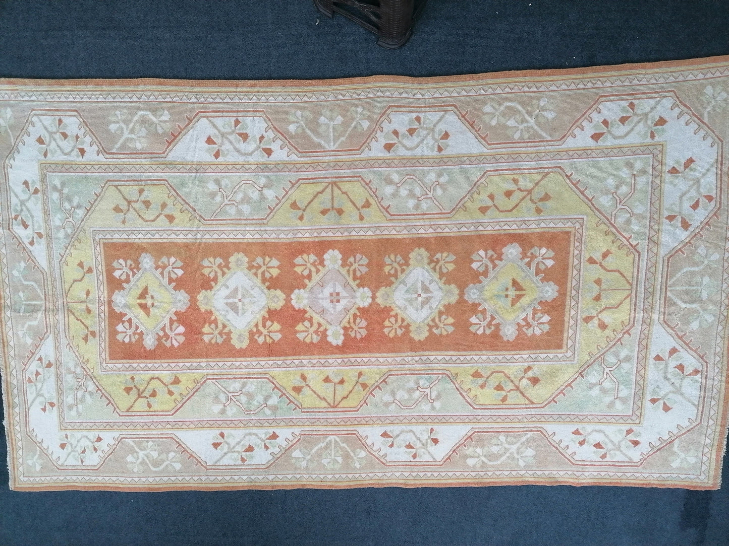 Turkish rug 9'x5' vintage turkish rug,  oushak vintage rug, kitchen rug, vintage anatolian rug,unique hand made bohemian rug