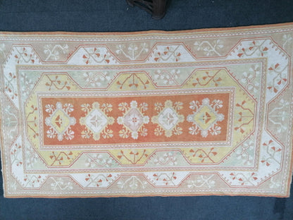 Turkish rug 9'x5' vintage turkish rug,  oushak vintage rug, kitchen rug, vintage anatolian rug,unique hand made bohemian rug