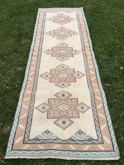 Muted RUNNER Rug, 3x8 Boho RUNNER Rug, Rug Oushak, Oushak Runner Rug, Vintage Turkish Rugs, Oushak Rug, Turkish Oushak Rug,8 x 3 RUNNER Rug