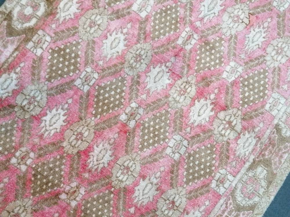 Shaggy turkish hand made rugs 5x9'7 vintage high pile wool rug, oushak rug