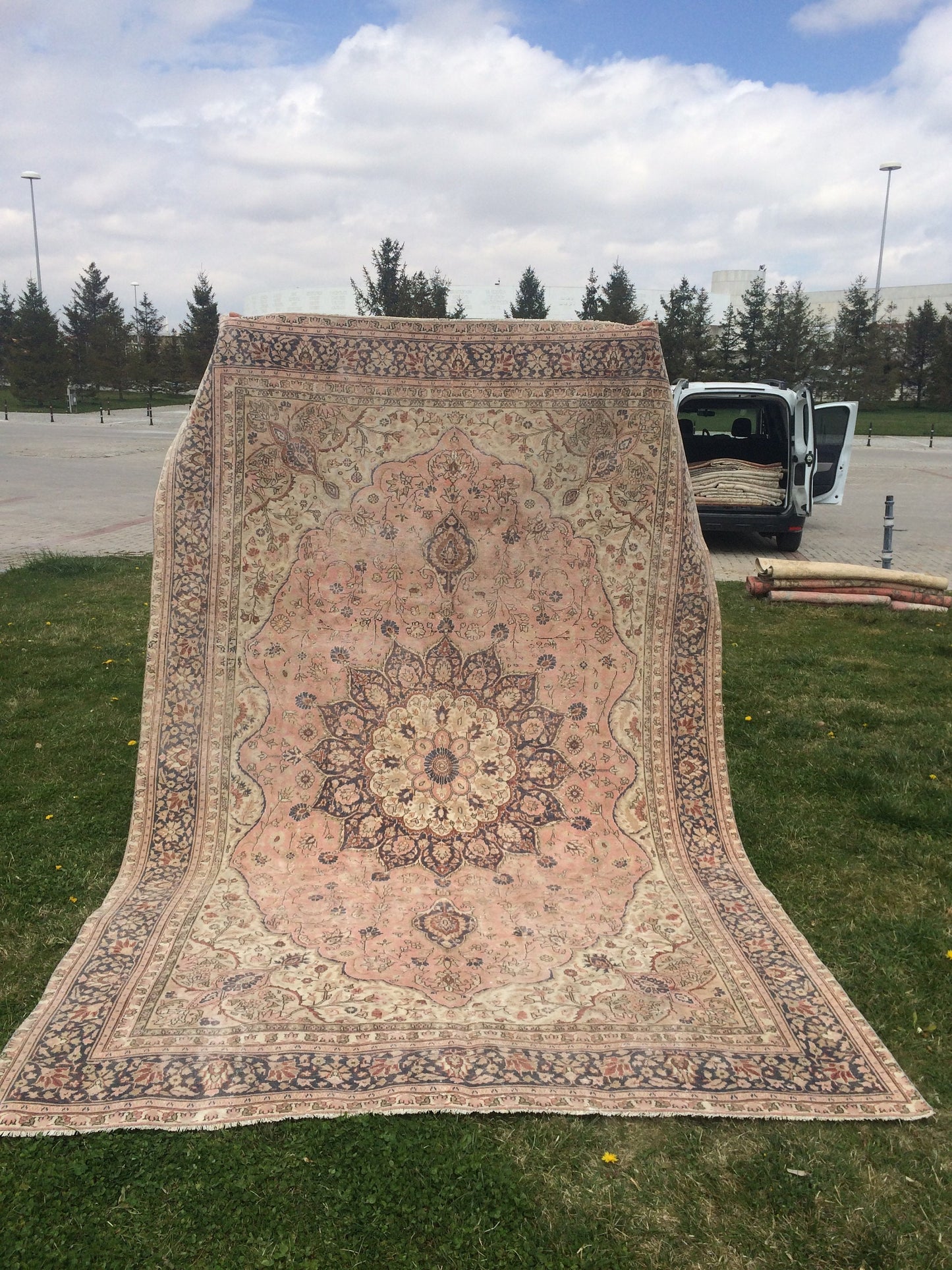 6.5 x 10 Persian RUG, Oriental Rug Large Area Rug, VINTAGE Rug, Turkish  Rug,Hand Knotted Rug Antique Rug Muted  Rug, 7x10 Light Pink Rug