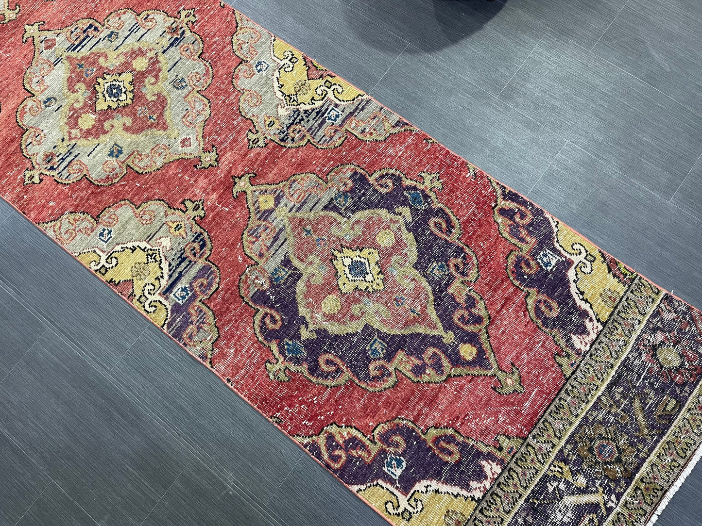 Oushak Runner Rug, Muted Vintage Runner 2.8 x 12.8 Rug, Hallway Runner Rug, Kitchen Runner Rug Wool Runner Rug Wool Oushak Rug