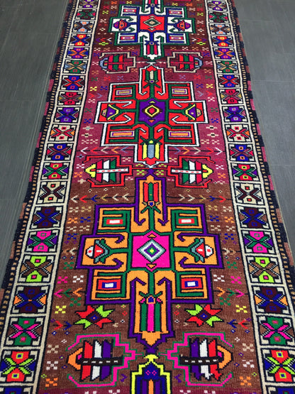 Vintage Runner Rug  3x12 Hand Knotted Runner Rug Turkish Runner Rug Muted Persian Runner Rug Vintage Runner Rug Oriental Runner Rug