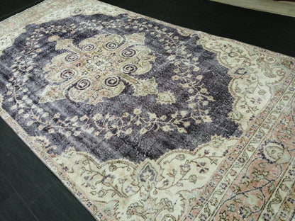 Purple Vintage Runner Rug 10.6.x 5.4  Hallway Runner Rug Kitchen Runner Rug Hand Made Wool Runner Rug Wool Oushak Runner Rug