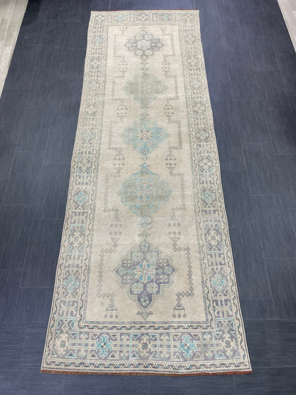 Muted Vintage Runner Rug 3.9 x 11.6 Vintage Persian Runner Rug  Hallway Runner Rug Turkish Runner Kitchen Runner Rug Antique Wool Runner