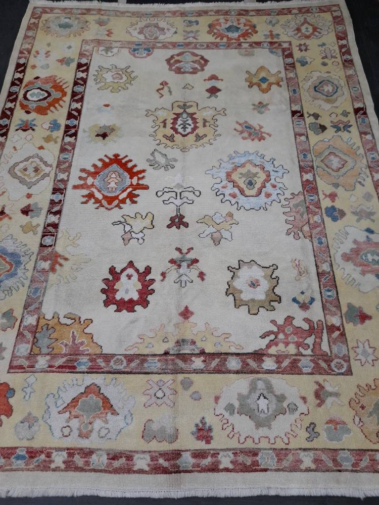 8.4 x 11 Muted OUSHAK RUG TURKISH Oushak Rug Muted Oushak Rug Vintage Rug Wool Oushak 9x12 Rug Hand Made Rug Authentic Oushak Rug