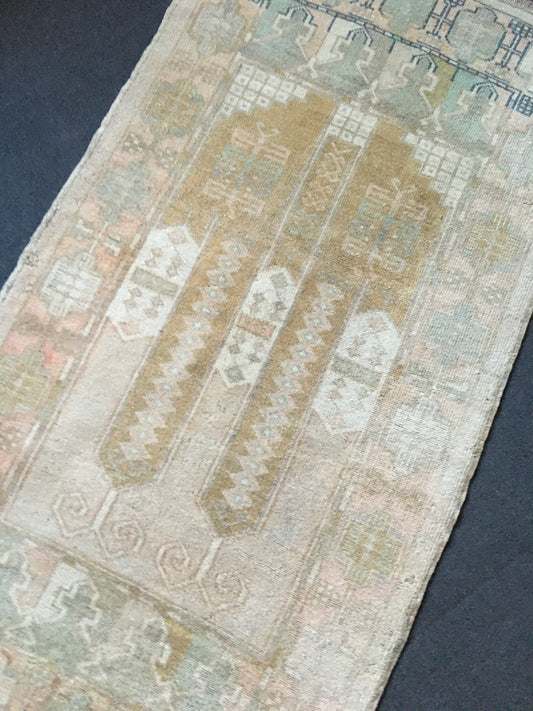 3 x 5.5 handmade natural wool kitchen area rug, vintage bedroom rug, turkish floral living room rug,