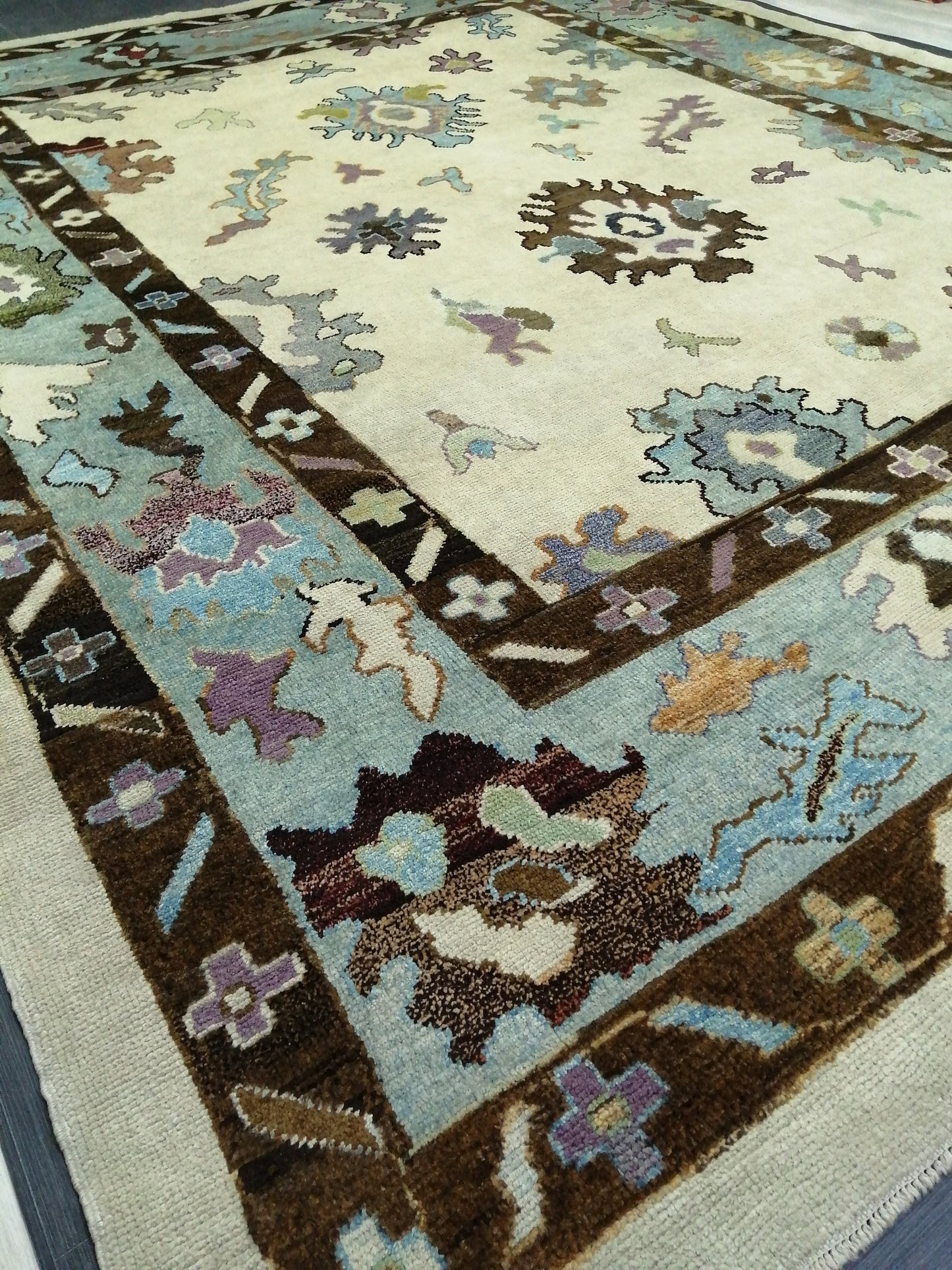 11.8 x 9.5 Large OUSHAK RUG, Wool TURKISH Oushak Rug, Vintage Oushak  Rug, Rug, Wool Oushak Rug Hand Made Rugs, Made In Turkey 9x12