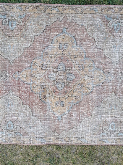 3'2x12'9 oushak turkish runner rug, kitchen wool runner rug ,vintage hallway rug, vintage hand made rug