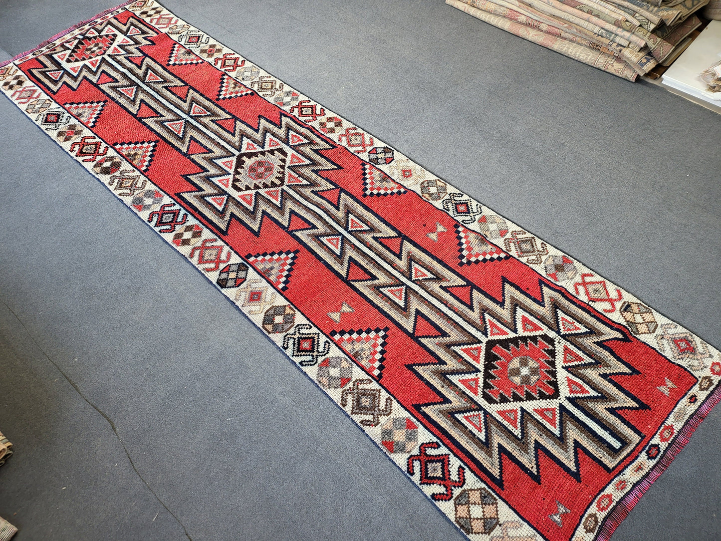 Oushak Runner Rug Turkish 3.2 x 11 Runner Rug Vintage Runner Rug Hallway Runner Rug Kitchen Runner, HANDMADE Runner Rug Wool Anatolian Rug