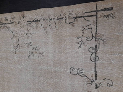 Neutral Oriental Rug TURKISH Rug 6.5 x 9.7 Distressed Vintage Antique Rug Vintage Wool Distressed Rug Neutral Hand Made Rug