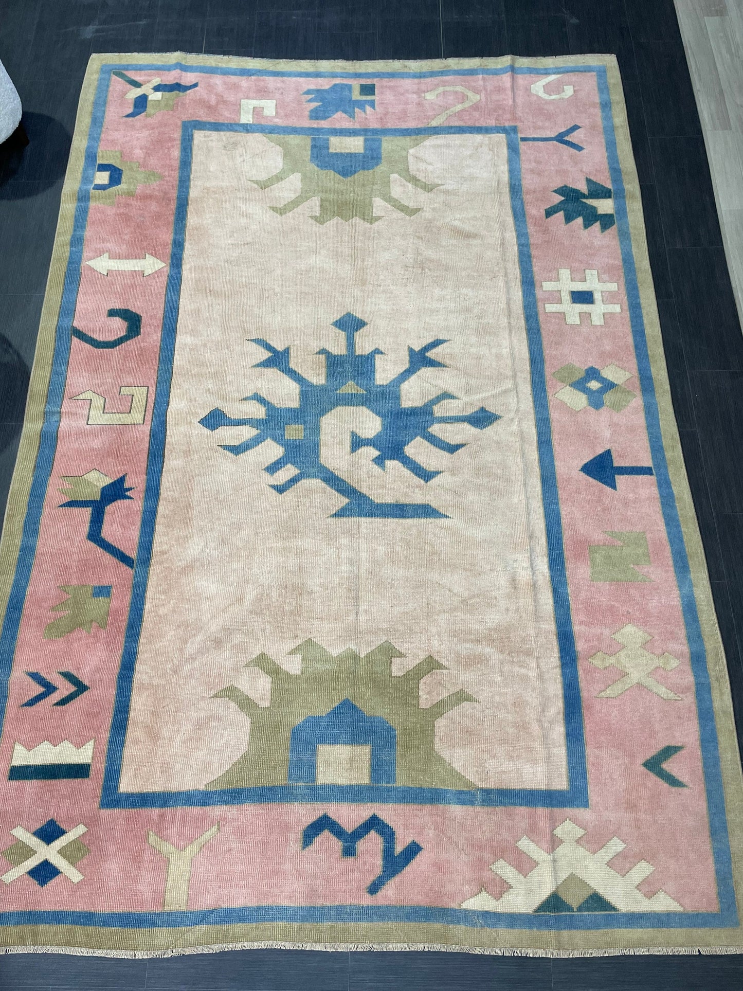 Muted Persian RUG, Turkish Oushak 7 x 10.2 Rug, Hand Knotted Antique Rug, Vintage Wool Rug, Oriental Rug Handmade Rug