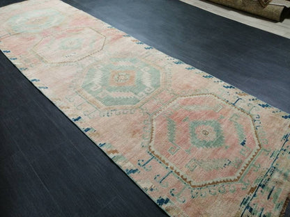 Oriental Runner Rug Muted Turkish Runner Rug 3.4 x 11.6 Vintage Runner Rug Hallway Runner Rug Muted Runner Rug Wool Runner Rug