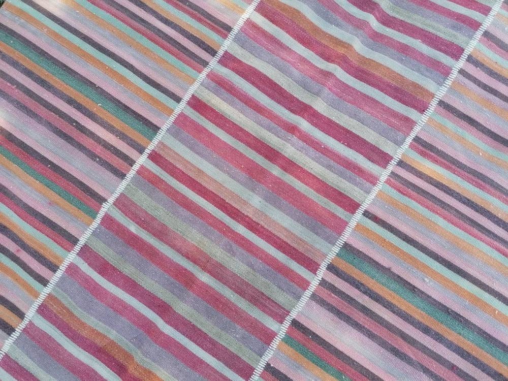 Flatwoven with embroidery rug 7x9 turkish hand made rugs vintage turkish rugs oushak rug vintage oushak rug, wool rug