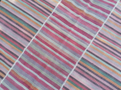 Flatwoven with embroidery rug 7x9 turkish hand made rugs vintage turkish rugs oushak rug vintage oushak rug, wool rug