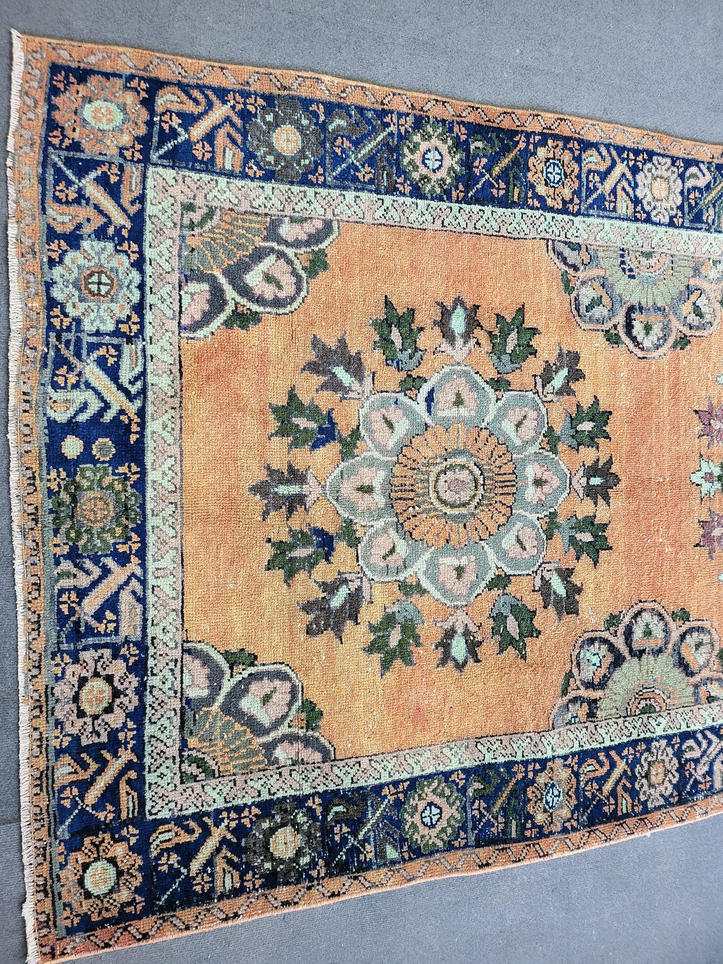 WOOL Oushak Runner Rug, Turkish 4.4 x 12.2 Runner Rug, Vintage Runner Rug, Hallway Runner Rug, Kitchen Runner Rug, Wool Runner Rug