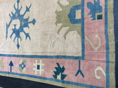 Muted Persian RUG, Turkish Oushak 7 x 10.2 Rug, Hand Knotted Antique Rug, Vintage Wool Rug, Oriental Rug Handmade Rug