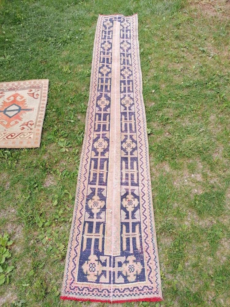 2x10 feet overlong runner, turkish runner rug, pink vintage runner rug, hallway handmade rug, kitchen runner rug, wool rug overlong runner
