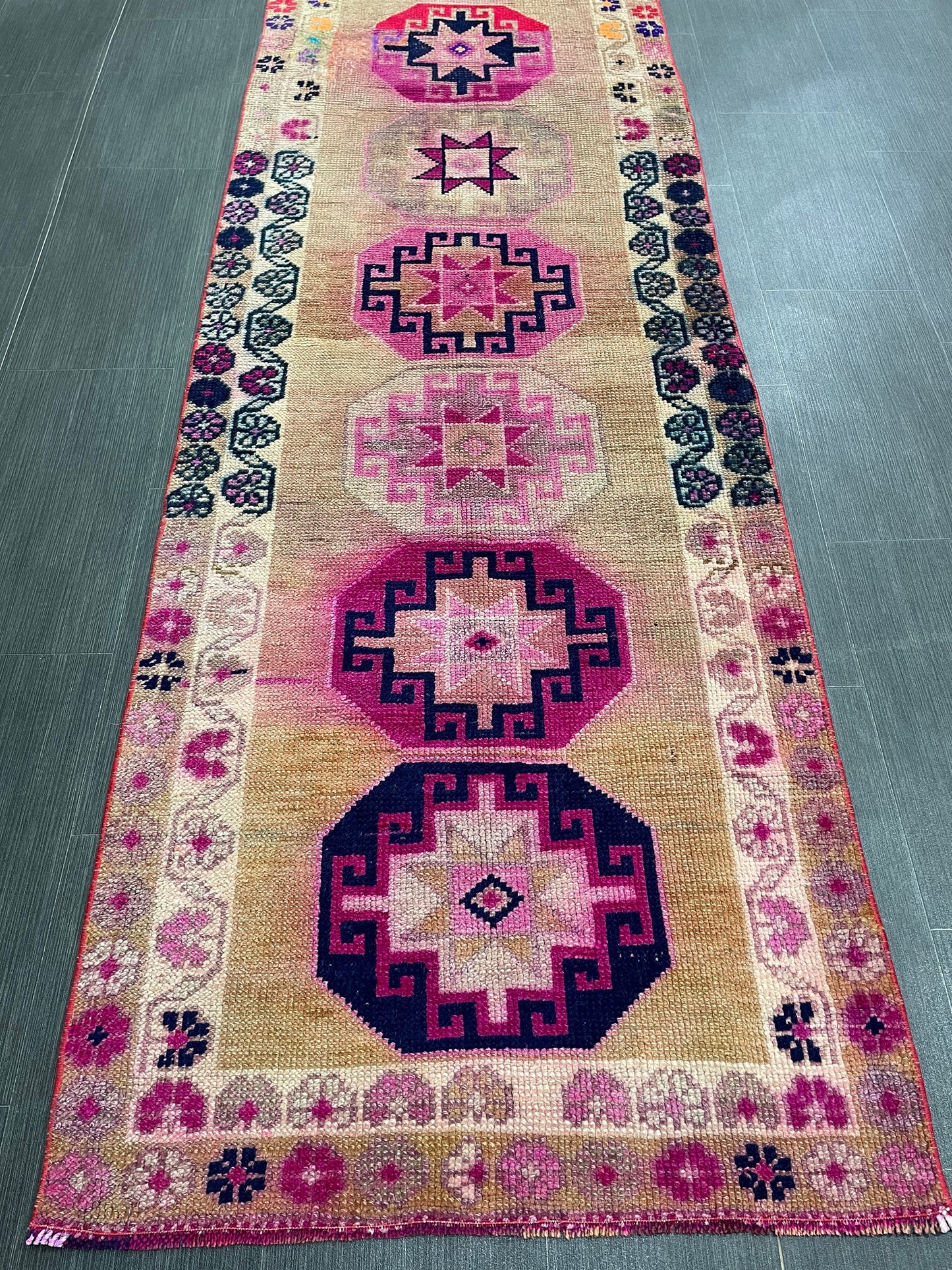 Long Oriental Runner Rug Turkish Runner Rug Vintage Runner Rug 2.7 x 13 Hallway Runner Rug Kitchen Runner Rug Wool Staircase Runner Rug