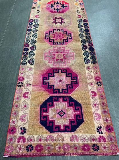 Long Oriental Runner Rug Turkish Runner Rug Vintage Runner Rug 2.7 x 13 Hallway Runner Rug Kitchen Runner Rug Wool Staircase Runner Rug