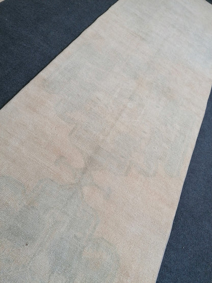 3.3 x 12.9 Turkish runner rug, vintage oushak runner rug,kitchen runner rug, hallway runner rug, Handmade runner