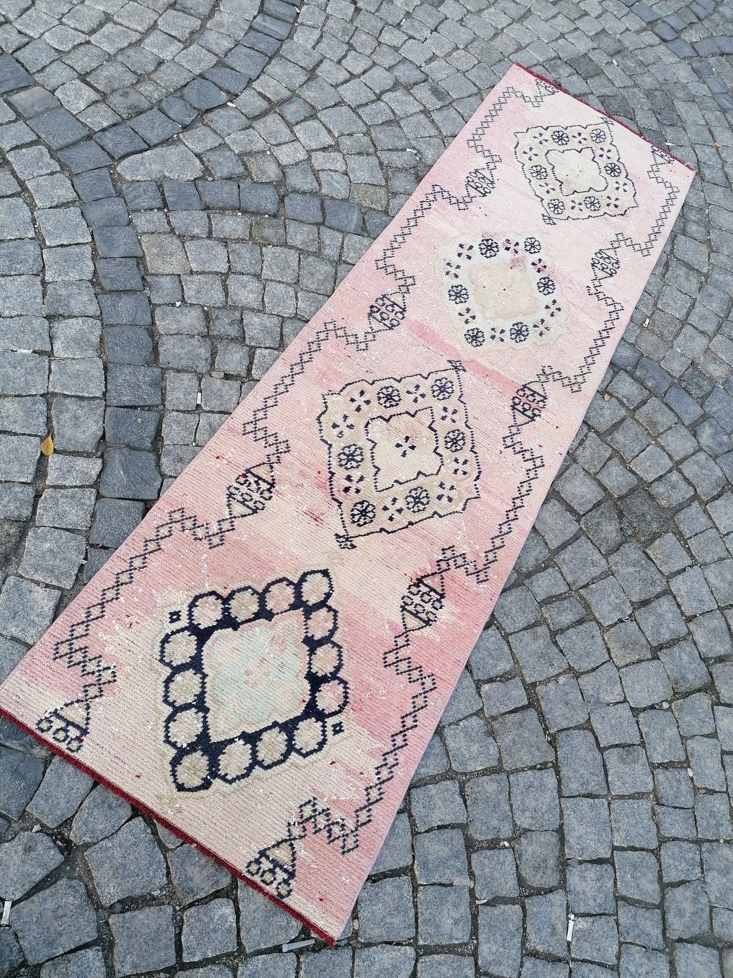 2'4x8'3 wool runner rug, hallway runner rug, vintage kitchen runner, turkish runner, oushak runner rug, bohemian rug