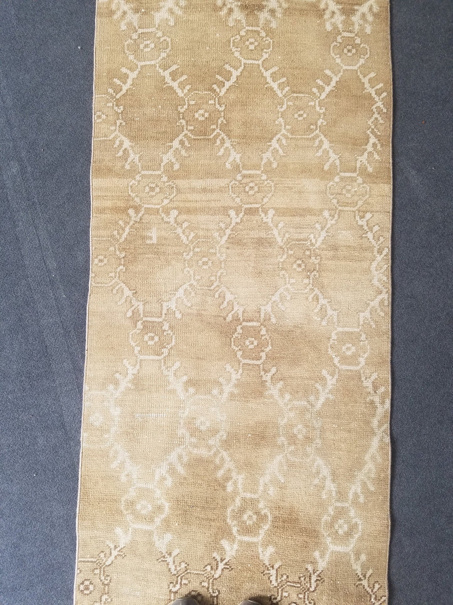 Oushak runner rug, earth tone runner rug, 2'8x11'5 ft