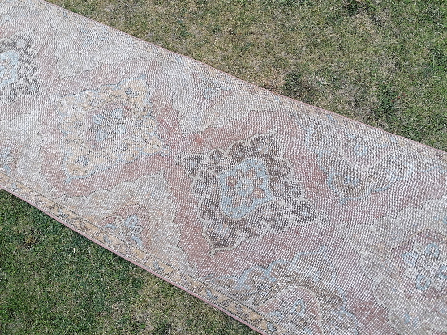 3'3x12'5 oushak turkish runner rug,turkish runner rug,oushak runner rug,vintage rug,kitchen rug,vintage oushak rug, vintage anatolian rug