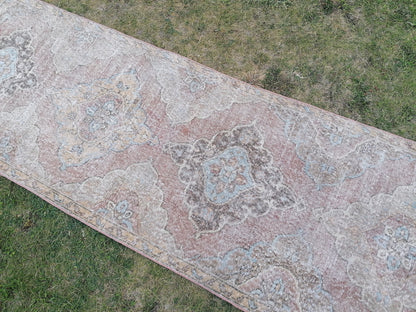 3'3x12'5 oushak turkish runner rug,turkish runner rug,oushak runner rug,vintage rug,kitchen rug,vintage oushak rug, vintage anatolian rug