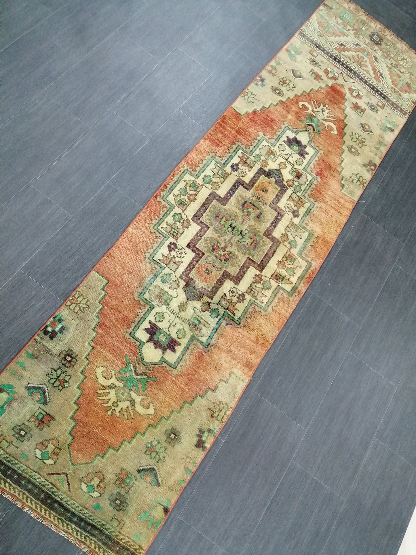 9.4 x 2.4 Oushak Runner Rug Turkish Runner Rug Vintage Runner Rug Hallway Runner Rug Kitchen Runner Rug Wool Runner Rug Wool Oushak Rug