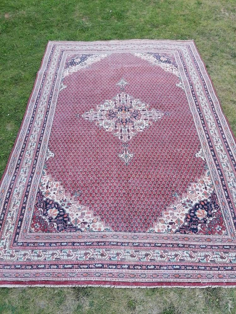 Morracon wool rug 6'3x9'3 vintage wool rug, oushak hand made rug, bohemian rug, living room rug