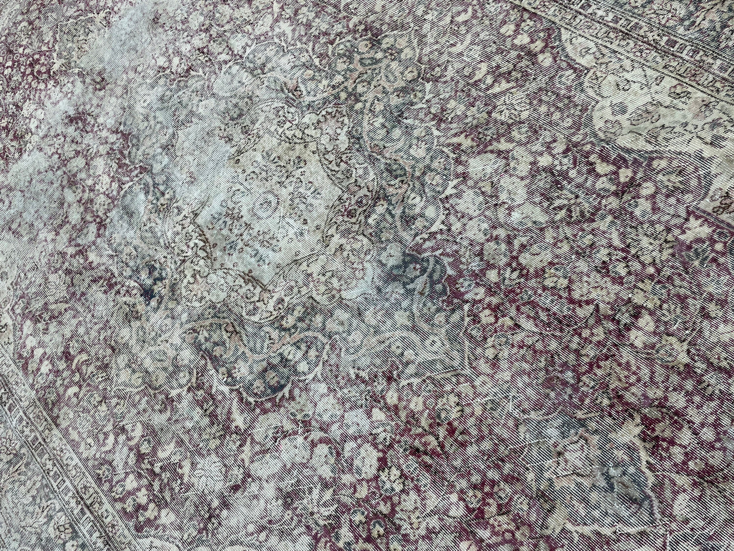 Large Muted Distressed Rug Antique 8.6 x 12.2 Old Turkish Rug Hand Knotted Rug Vintage Handmade Persian Rug Farmhouse Rug