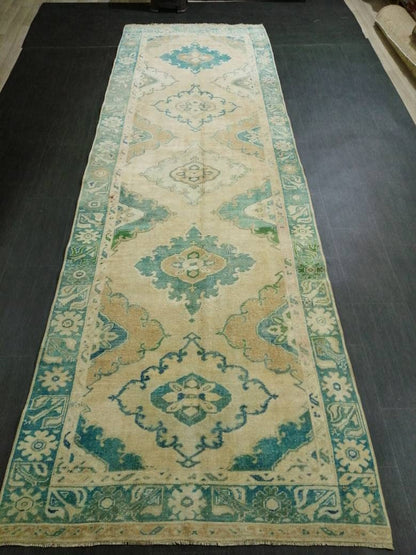 Vintage Runner Rug 4.2 x 13 Persian Runner Rug Wool Oushak Rug Oushak Runner Rug Turkish Runner Rug Kitchen Runner Rug Hallway Runner Rug