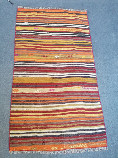 4'2x2'4 flat woven rugs, hand made flatweave rug, oushak rug, rustic rug, bohemian rug, rug runner, turkish rug, farmhouse rug, vintage rug