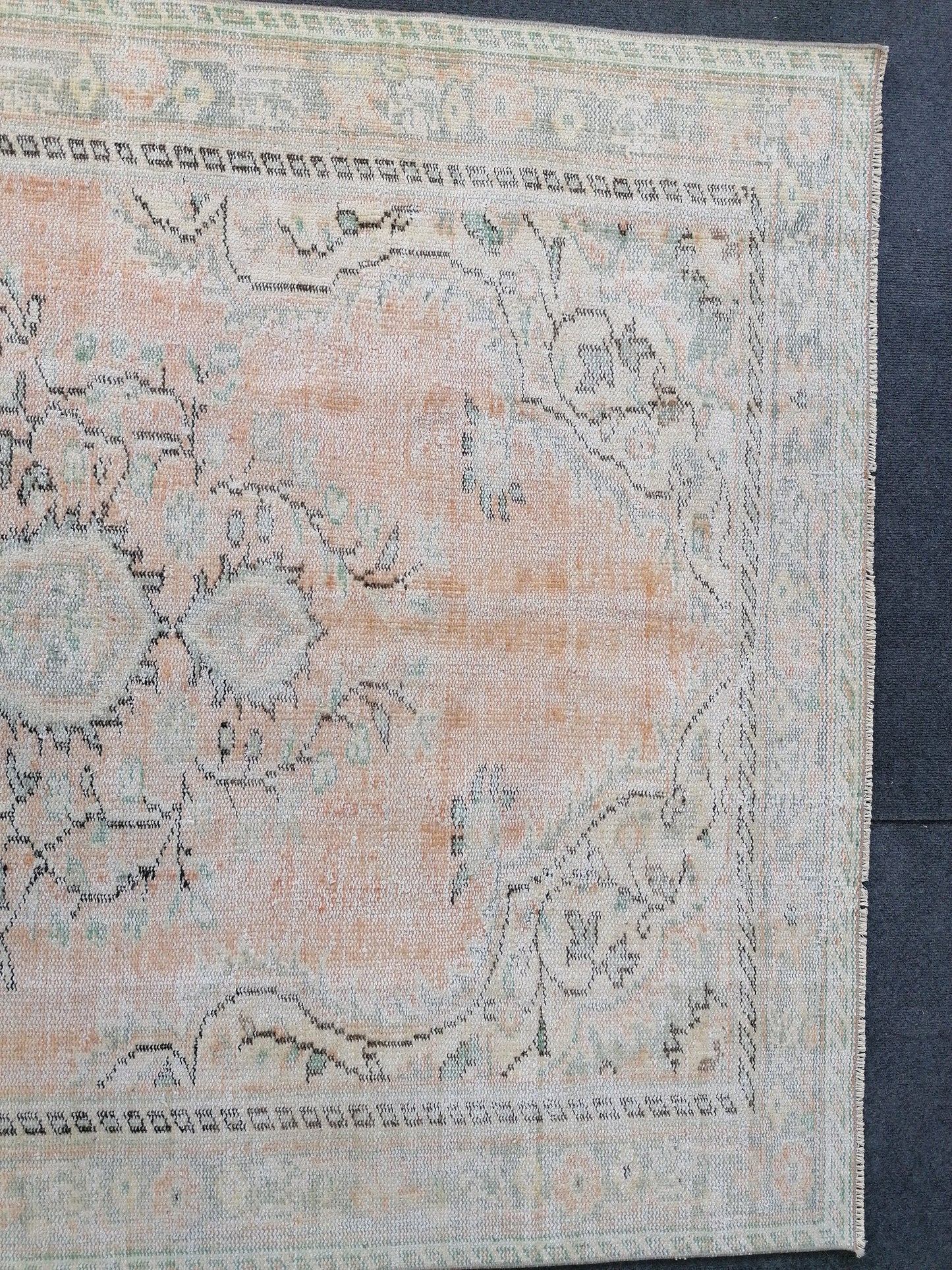 5 x 8.8 muted soft colors rug distressed vintage turkish rug, oushak rug