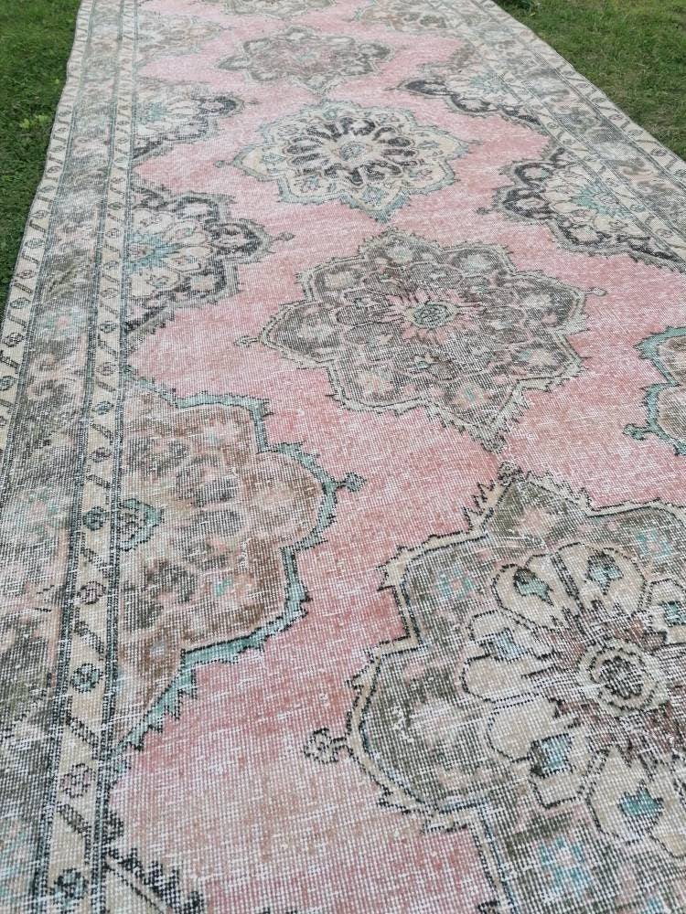 Vintage wool runner, hallway runner 4'8x12'5 distressed turkish handmade runner, kitchen runner rug, entery runner rug