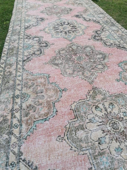 Vintage wool runner, hallway runner 4'8x12'5 distressed turkish handmade runner, kitchen runner rug, entery runner rug