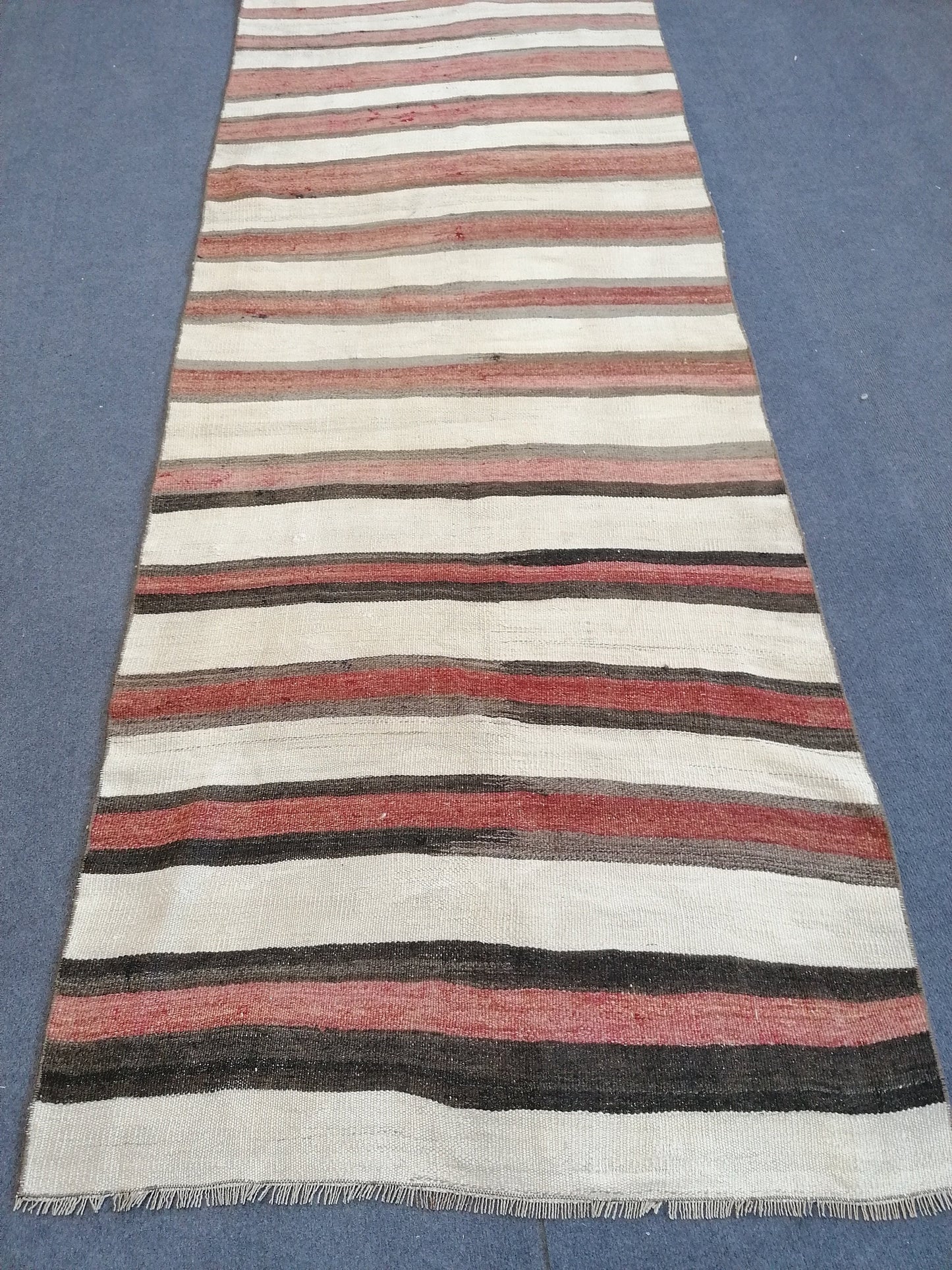 3 x 8 Vintage rug , flat woven kilim runner rug with embroidery rug, oriental carpet, vintage kilim rug wool