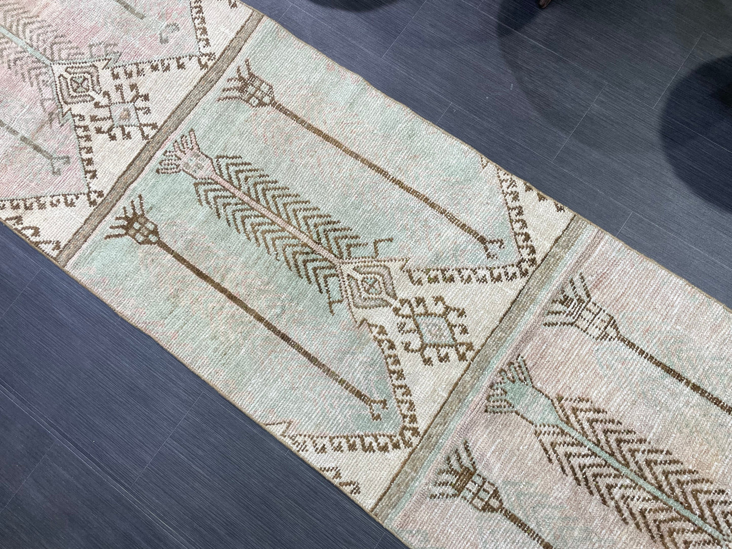 Muted Vintage Runner Rug, 2.8 x 10.2 Muted Oushak Runner Rug, Turkish Runner Rug, Short Muted Runner Rug ,Hallway Runner Soft Wool Runner