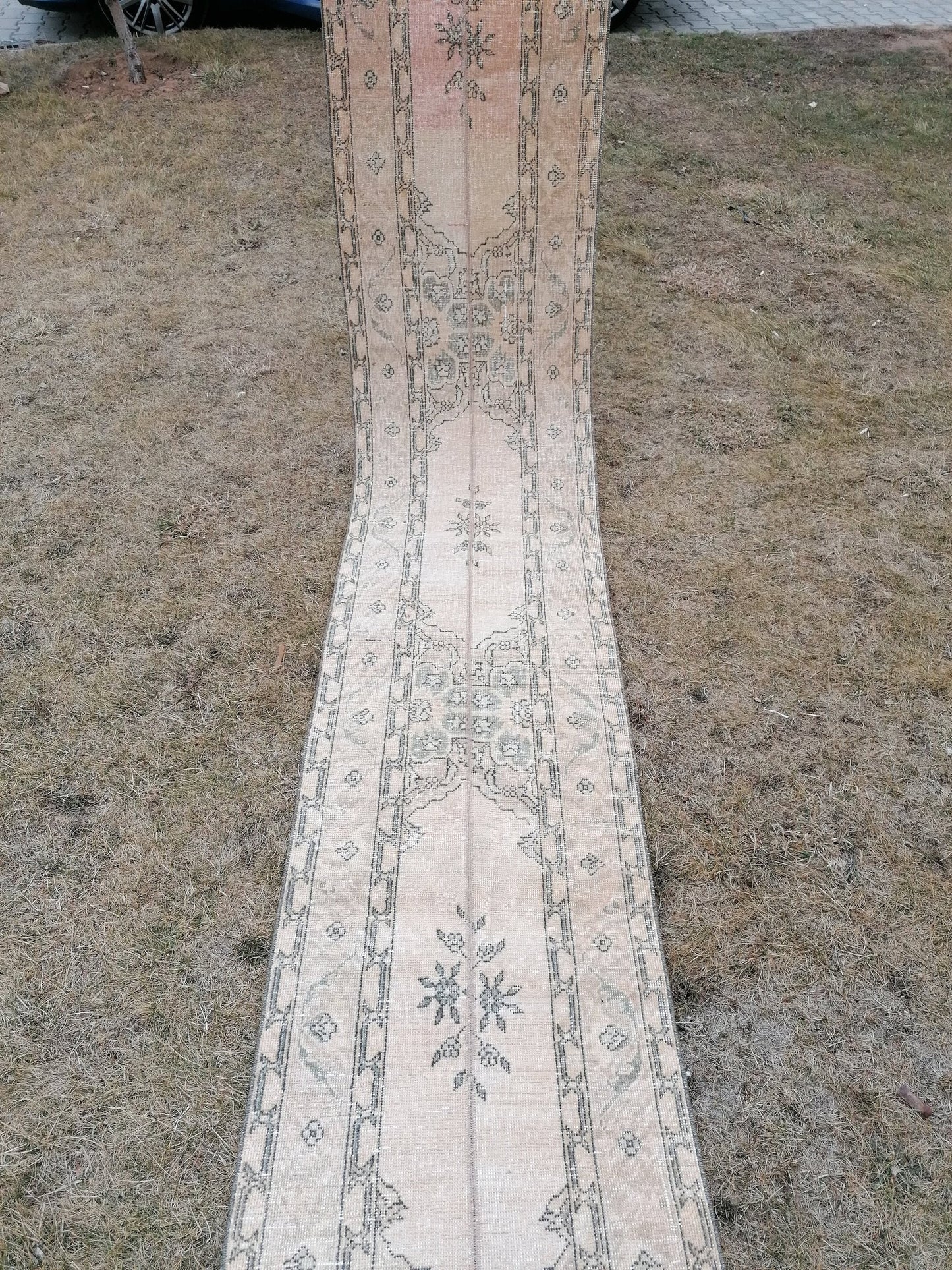 2 x 13 Runner rug patchwork runner, vintage hallway runner rug, Distressed Runner