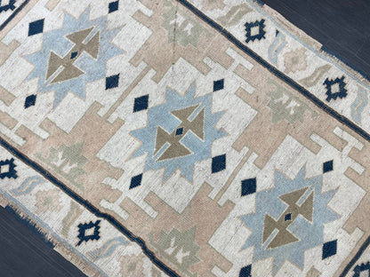 Vintage Rug TURKISH 4.3 x 6.9 Rug Handmade Rug Vintage Persian Rug Oushak Rug  Hand Knotted RugTurkish Rug Vintage Oushak Rug, Wool Rug